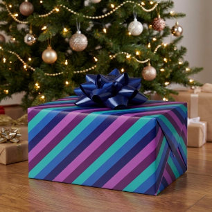 Blaue violette Teal-Streifen Geschenkpapier