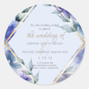 Blaue Violette Translucent Floral Runder Aufkleber