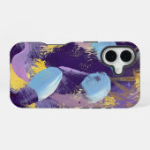 Blaue, violette und gelbe abstrakte Kunst iPhone 16 Hülle (Rückseite (Horizontal))