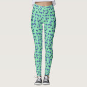 blaue, violette und hell türkisblaue Tupfen Leggings (Vorderseite)