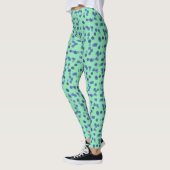 blaue, violette und hell türkisblaue Tupfen Leggings (Links)