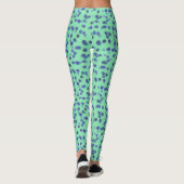 blaue, violette und hell türkisblaue Tupfen Leggings (Rückseite)
