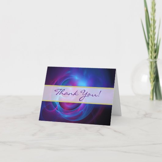 Blaue Violette und rosa kosmische Hochzeit Vielen  Dankeskarte (Vorderseite)