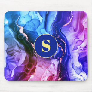 Blaue, violette und rot-violette flüssige Tinte, M Mousepad