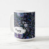 Blaue, violette und schwarze Abstraktion, Pinselst Kaffeetasse (Vorderseite Links)