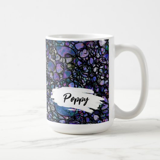 Blaue, violette und schwarze Abstraktion, Pinselst Kaffeetasse (Rechts)