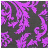 Blaue Violette und schwarze BlumenDamaskus Stoff (Nahaufnahme)