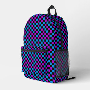 Blaue violette und schwarze karierte Muster Bedruckter Rucksack