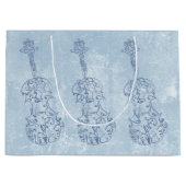 Blaue Violinen-Linie Zeichnen Große Geschenktüte (Vorderseite)