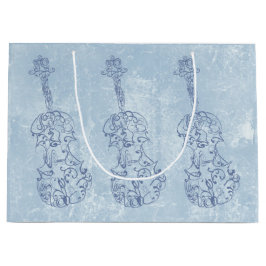 Blaue Violinen-Linie Zeichnen Große Geschenktüte