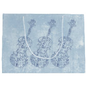 Blaue Violinen-Linie Zeichnen Große Geschenktüte (Rückseite)