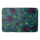 Blaue, virtuelle Blütenblätter, Blätter und rote H Badematte (Vorderseite)