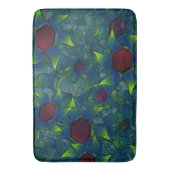 Blaue, virtuelle Blütenblätter, Blätter und rote H Badematte (Vorderseite Vertikal)