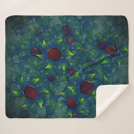 Blaue, virtuelle Blütenblätter, Blätter und rote H Sherpadecke (Vorderseite (Horizontal))