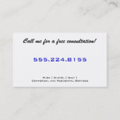 Blaue Visitenkarte (Rückseite)