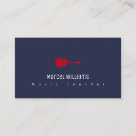 blaue Visitenkarte mit roter Gitarre