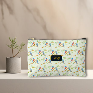 Blaue-Vögel Accessoire-Tasche Hellgrün Zubehörtasche