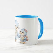 Blaue Vogel Akzent-Kaffeetasse Tasse (VorderseiteRechts)