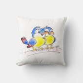 Blaue Vögel auf einem Ast Kissen (Vorderseite)
