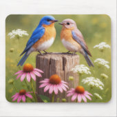 Blaue Vögel auf einem Zaunpfosten Mousepad (Vorne)