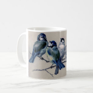Blaue Vögel auf einem Zweig von Hector Giacomelli Kaffeetasse