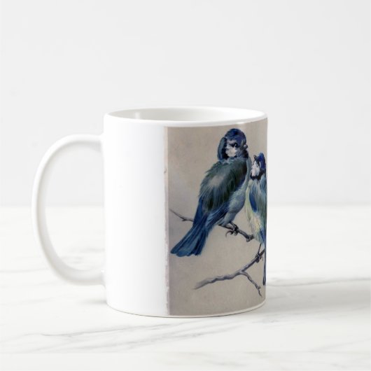 Blaue Vögel auf einem Zweig von Hector Giacomelli Kaffeetasse (Links)