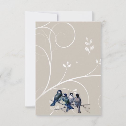 Blaue Vögel auf einer Zweigstelle Dankeskarte (Rückseite)
