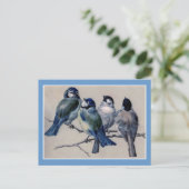 Blaue Vögel auf einer Zweigstelle Postkarte (Stehend Vorderseite)