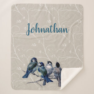 Blaue Vögel auf einer Zweigstelle Sherpadecke