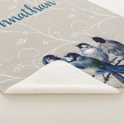 Blaue Vögel auf einer Zweigstelle Sherpadecke (3/4)