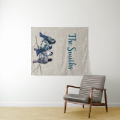 Blaue Vögel auf einer Zweigstelle Wandteppich (Beispiel (Horizontal))