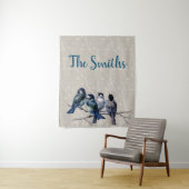 Blaue Vögel auf einer Zweigstelle Wandteppich (Beispiel)