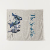 Blaue Vögel auf einer Zweigstelle Wandteppich (Vorderseite (Horizontal))