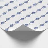 Blaue Vögel auf Ingwertopf-Wrap-Papier Geschenkpapier (Ecke)