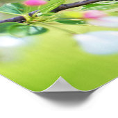 Blaue Vögel auf Kirschbaum mit Blüten Poster (Ecke)