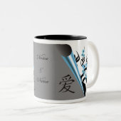 Blaue Vögel auf Sakura Tasse (VorderseiteRechts)