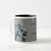 Blaue Vögel auf Sakura Tasse (Vorderseite Links)