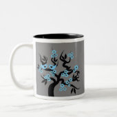Blaue Vögel auf Sakura Tasse (Links)