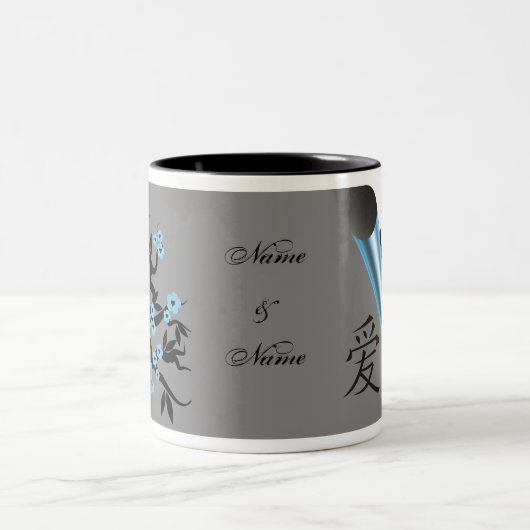 Blaue Vögel auf Sakura Tasse (Mittel)