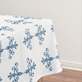 Blaue Vögel auf weißem Rautenmuster Tischdecke (Beispiel)