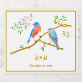 Blaue Vögel Bierflaschenetikett (Einzelnes Label)