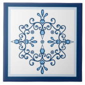 Blaue Vögel, blau-weiße Vögel auf Weiß Fliese (Vorderseite)