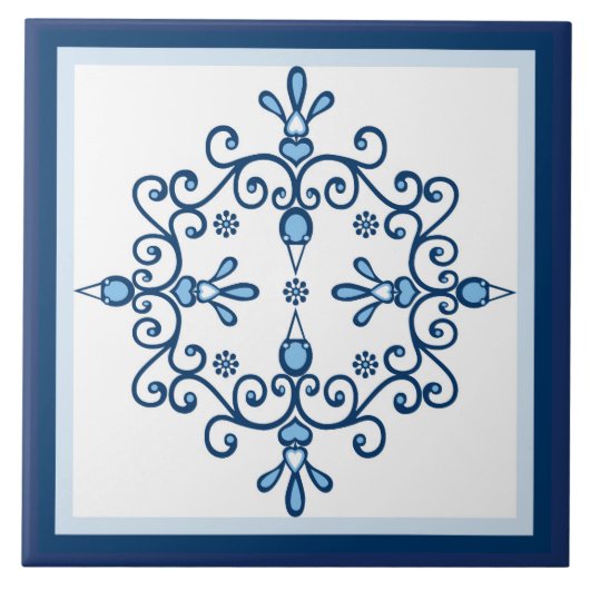 Blaue Vögel, blau-weiße Vögel auf Weiß Fliese (Vorderseite)