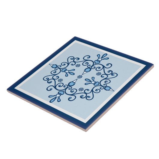 Blaue Vögel, blau-weiße Vögel Fliese (Seite)