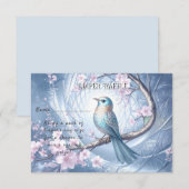 Blaue Vogel-Blumen-Baby-Party Begleitkarte (Vorne/Hinten)