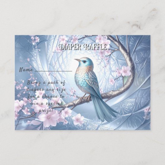 Blaue Vogel-Blumen-Baby-Party Begleitkarte (Vorderseite)