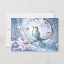 Blaue Vogel-Blumen-Dankeskarten Dankeskarte