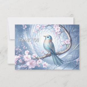 Blaue Vogel-Blumen-Dankeskarten Dankeskarte