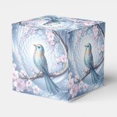 Blaue Vogel-Blumen-Geschenkbox Geschenkschachtel (Rückseite)