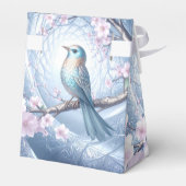 Blaue Vogel-Blumen-Geschenkbox Geschenkschachtel (Rückseite)